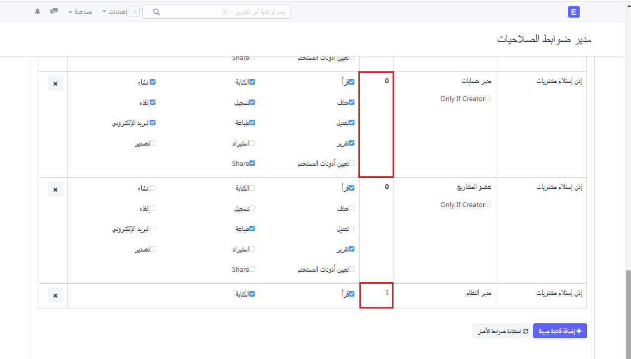 مستويات الصلاحيات